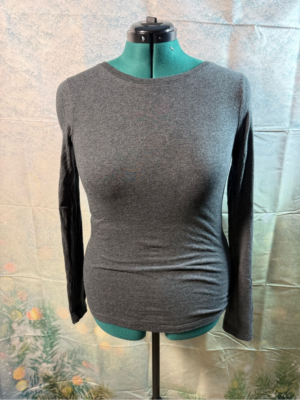 228-Color Story Charcoal Gray Long-Sleeve Crewneck Top